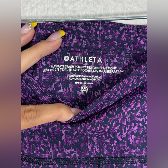 Athleta Purple and Black Ultimate Stash Pocket Textured 7/8 Tight Women’s XXS - Picture 3 of 10